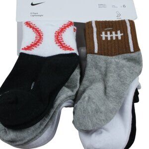 Nike Baby Socks Ankle 6pk Lightweight Sports Soccer Boys 12-24 months 2-4 yr NWT